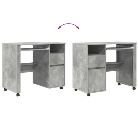 BIURKO NA KÓŁKACH Z SZUFLADĄ BETONOWY DĄB 91X50X77CM