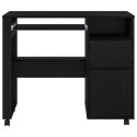 BIURKO NA KÓŁKACH Z SZUFLADĄ Z PÓŁKĄ CZARNY DĄB 91X50X77CM