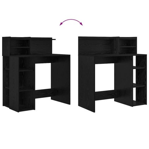 BIURKO Z REGAŁEM CZARNY DĄB 90CM KOMPAKTOWE DO PISANIA 4 PÓŁKI NOWOCZESNE