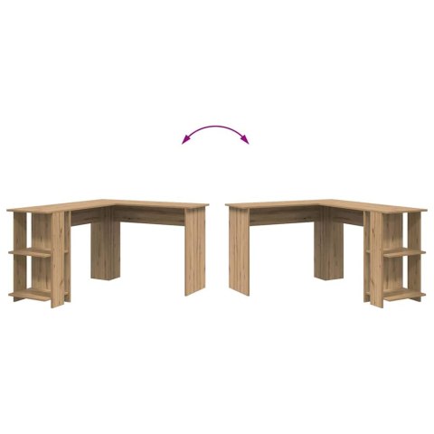 ROGOWY STÓŁ Z MIEJSCEM NA PRZECHOWYWANIE Z PÓŁKĄ DĄB ARTISAN