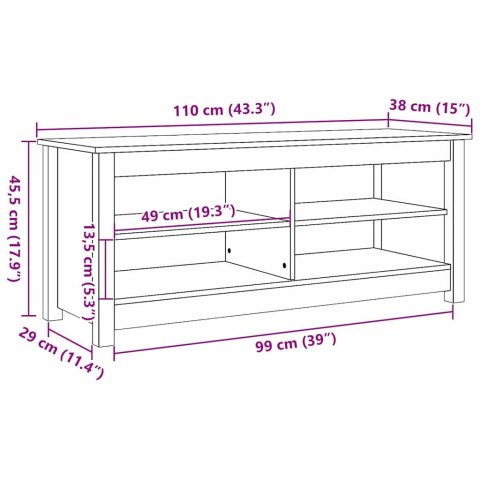 ŁAWKA NA BUTY Z PÓŁKĄ WOSKOWY BRĄZ 110X38X45.5CM