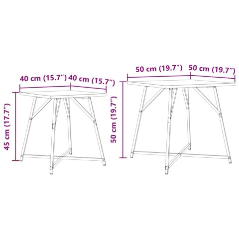 ZESTAW STOLIKÓW BOCZNYCH 2 SZT. DĄB RZEMIEŚLNICZY I CZARNY