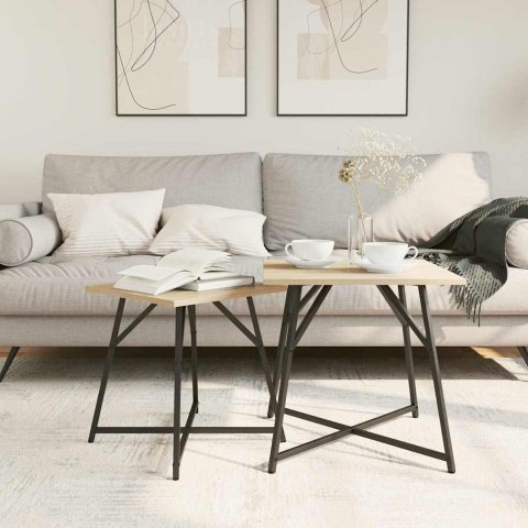 ZESTAW STOLIKÓW BOCZNYCH 2 SZT. DĄB SONOMA I CZARNY