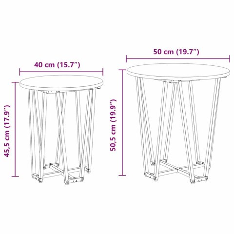 ZESTAW STOLIKÓW BOCZNYCH 2 SZT. STARE DREWNO I CZARNY