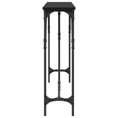 KONSOLA CZARNY DĄB 140X23X75CM DREWNO INŻYNIERYJNE I METAL
