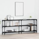 KONSOLA CZARNY DĄB 200X29X75CM DREWNO INŻYNIERYJNE I METAL