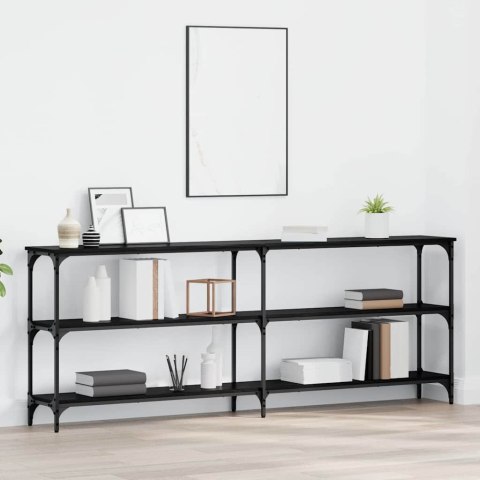 KONSOLA CZARNY DĄB 200X29X75CM DREWNO INŻYNIERYJNE I METAL