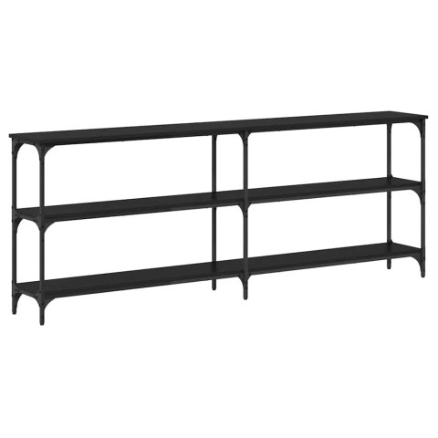KONSOLA CZARNY DĄB 200X29X75CM DREWNO INŻYNIERYJNE I METAL