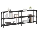 KONSOLA CZARNY DĄB 200X29X75CM DREWNO INŻYNIERYJNE I METAL