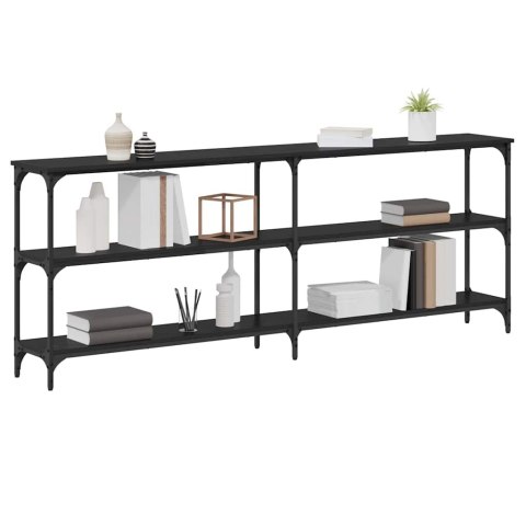 KONSOLA CZARNY DĄB 200X29X75CM DREWNO INŻYNIERYJNE I METAL