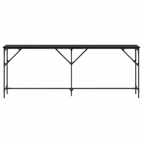 KONSOLA CZARNY DĄB 200X29X75CM DREWNO INŻYNIERYJNE I METAL