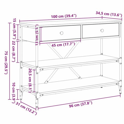 KONSOLA Z SZUFLADĄ Z PÓŁKĄ INNY Z PRZECHOWYWANIEM CZARNY DĄB
