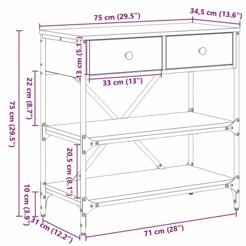 KONSOLA Z SZUFLADĄ Z PÓŁKĄ INNY Z PRZECHOWYWANIEM DĄB ARTISAN