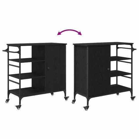 WÓZEK KUCHENNY CZARNY DĄB 87.5X38.5X84.5CM