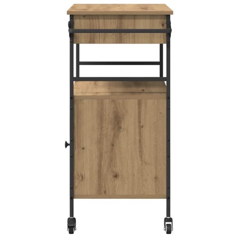 WÓZEK KUCHENNY DĄB RZEMIEŚLNICZY I CZARNY 56X43X89.5CM