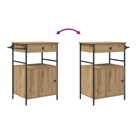 WÓZEK KUCHENNY DĄB RZEMIEŚLNICZY I CZARNY 56X43X89.5CM