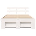 RAMKA ŁÓŻKA Z ZAGŁÓWKIEM BIAŁY 140X190CM LITE DREWNO SOSNOWE
