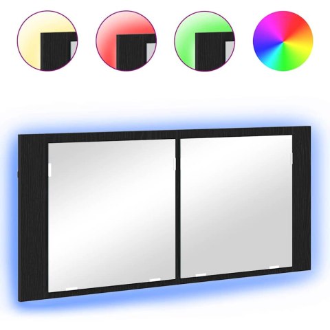 LUSTRO LED W SZAFCE Z PÓŁKĄ CZARNY DĄB 100X12X45CM