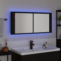 LUSTRO LED W SZAFCE Z PÓŁKĄ CZARNY DĄB 100X12X45CM