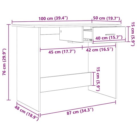 BIURKO CZARNY DĄB 100X50X76CM