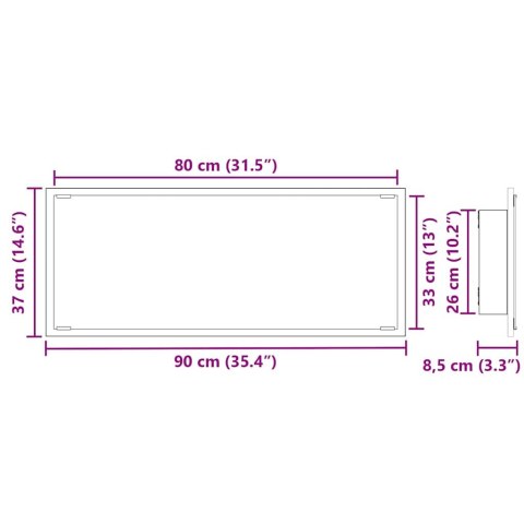LUSTRO CZARNY DĄB 90X8.5X37CM