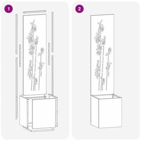VidaXL Donica ogrodowa z dekoracyjną płytą Srebrny 32 x 140 cm