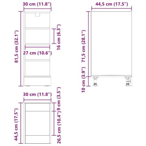 SZAFKA KUCHENNE PODSTAWOWA RIGA CZARNY DĄB 30X44,5X81,5CM