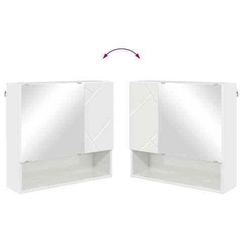 SZAFKA Z LUSTREM Z PÓŁKĄ BIAŁY POŁYSK 59X17X55CM