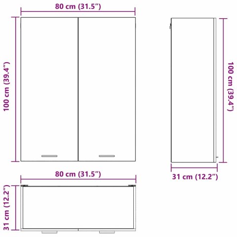 VidaXL Szafka wisząca z półką Riga Dąb wędzony 80 x 31 x 100 cm