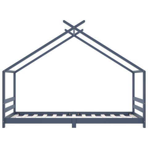 RAMA ŁÓŻKA DZIECIĘCEGO SZARA DREWNO SOSNOWE 90X200CM