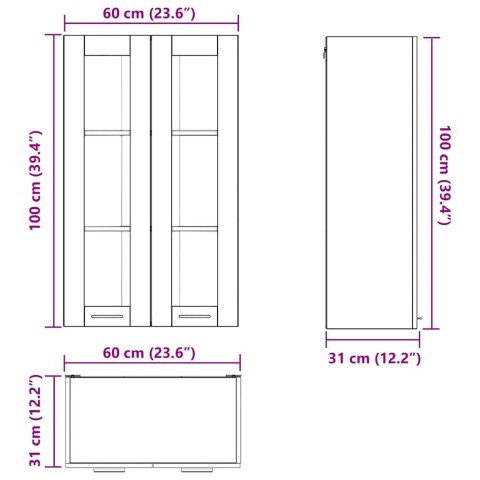 VidaXL Szafka wisząca z półką Riga Dąb wędzony 60 x 31 x 100 cm