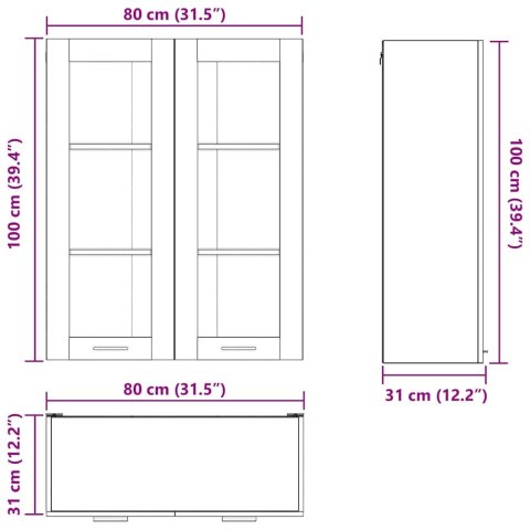 VidaXL Szafka wisząca z półką Riga Dąb wędzony 80 x 31 x 100 cm