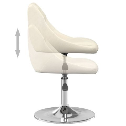 OBROTOWE KRZESŁA STOŁOWE 4 SZT. KREMOWE OBITE AKSAMITEM