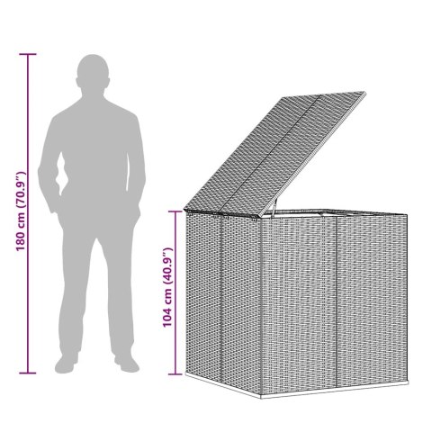 SKRZYNIA NA PODUSZKI OGRODOWE RATTAN 100X97,5X104CM SZARA