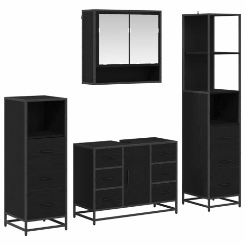 VidaXL Zestaw mebli łazienkowych 4 pcs Czarny dąb 80 x 33 x 60 cm