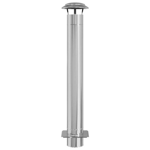 PRZEDŁUŻENIE KOMINKA SREBRNY 25X25X132CM STAL NIERDZEWNA