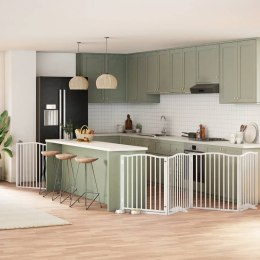 SKŁADANA BRAMKA DLA PSA Z DRZWIAMI 6 PANELI BIAŁA 480CM