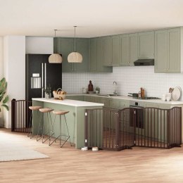 SKŁADANA BRAMKA DLA PSA Z DRZWIAMI 6 PANELI BRĄZOWA 480CM