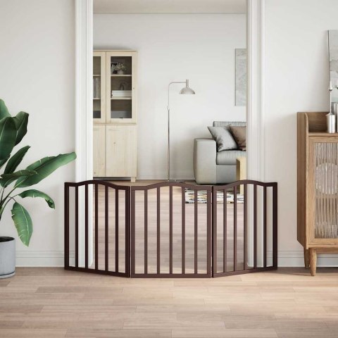 SKŁADANA BRAMKA DLA PSA 3 PANELE BRĄZOWY DĄB 150CM