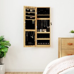 SZAFKA ŚCIENNA NA BIŻUTERIĘ Z LUSTREM I OŚWIETLENIEM LED