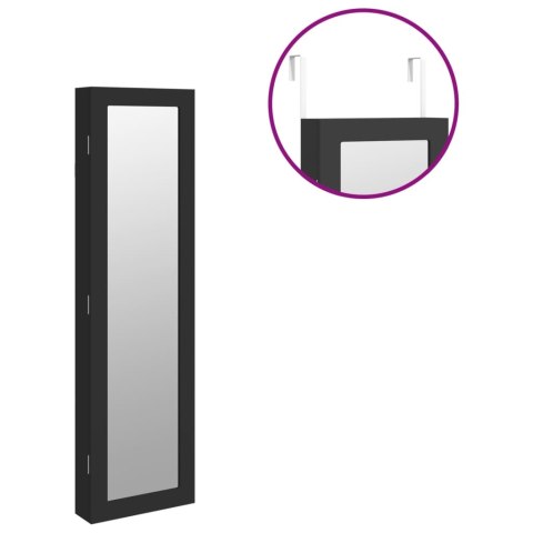 WISZĄCA SZAFKA NA BIŻUTERIĘ Z LUSTREM CZARNA 30X8,5X106CM