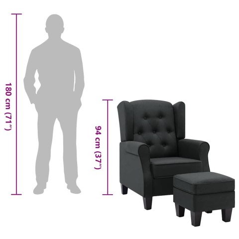 FOTEL Z PODNÓŻKIEM CIEMNOSZARY TAPICEROWANY TKANINĄ