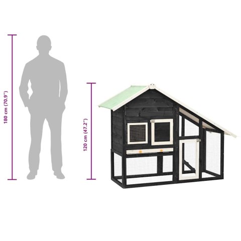 KLATKA DLA KRÓLIKA SZARO-BIAŁA 140X63X120CM DREWNO JODŁOWE