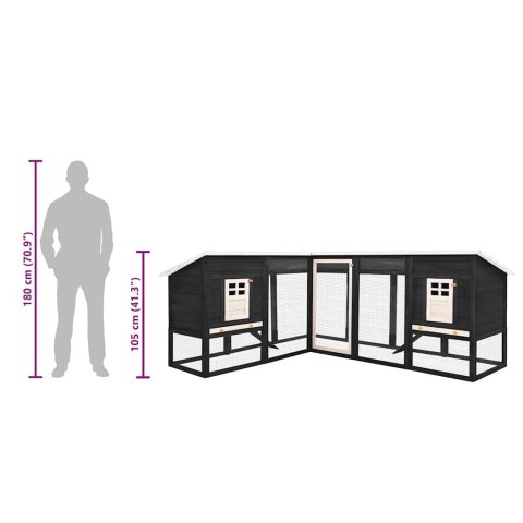 KLATKA DLA KRÓLIKA Z WYBIEGIEM SZARO-BIAŁA DREWNO JODŁOWE