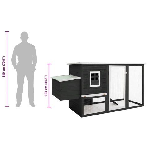 KLATKA DLA KUR Z MIEJSCEM DO GNIAZDOWANIA SZARA DREWNIANA