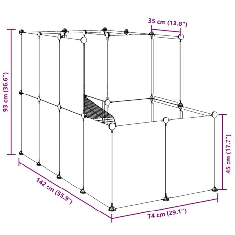 KLATKA DLA MAŁYCH ZWIERZĄT CZARNA 142X74X93CM PP I STAL