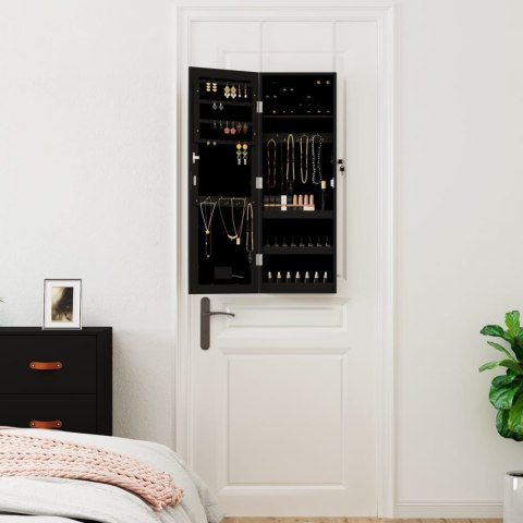 SZAFKA ŚCIENNA NA BIŻUTERIĘ Z LUSTREM I LED CZARNA