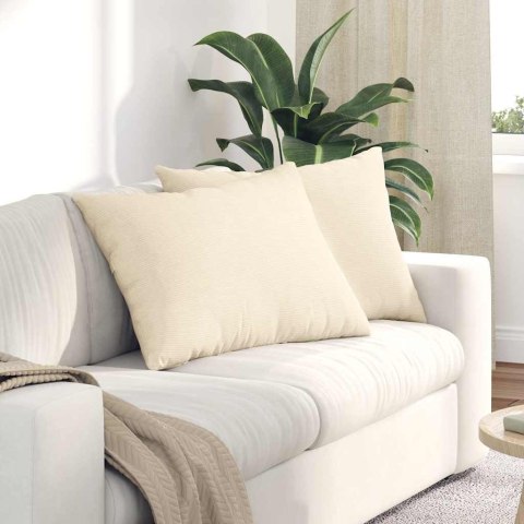 PODUSZKI NA SOFĘ 2 SZT. KREMOWY 70X50CM TKANINA SZTRUKSOWA