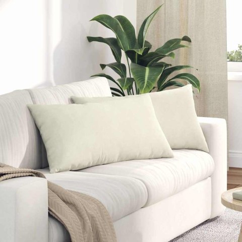 PODUSZKI NA SOFĘ 2 SZT. KREMOWY 80X40CM TKANINA SZTRUKSOWA