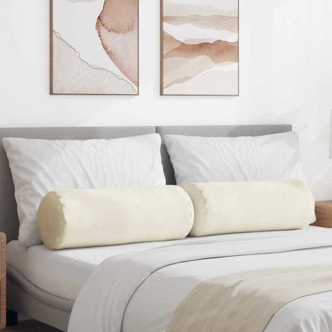PODUSZKI WAŁKOWE 2 SZT. KREMOWY Ø 25X70CM TKANINA SZTRUKSOWA
